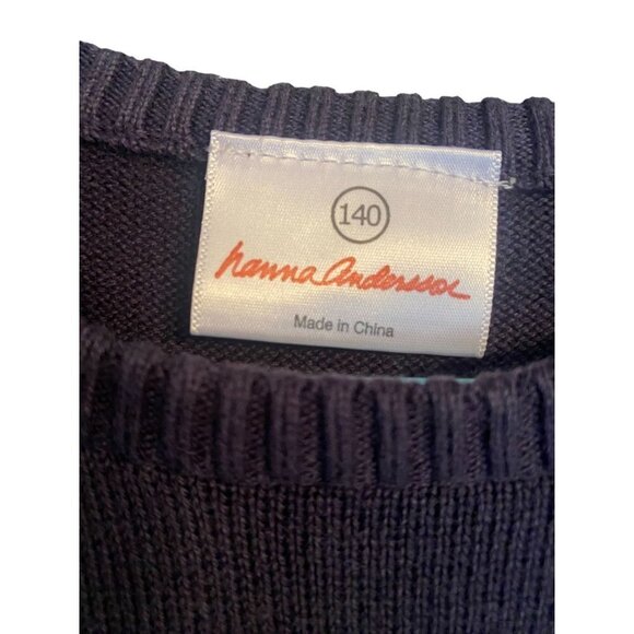 Hanna Andersson Navy and Multi colored Rainbow Heart Capped Sleeved Sweater Dres - Picture 2 of 4